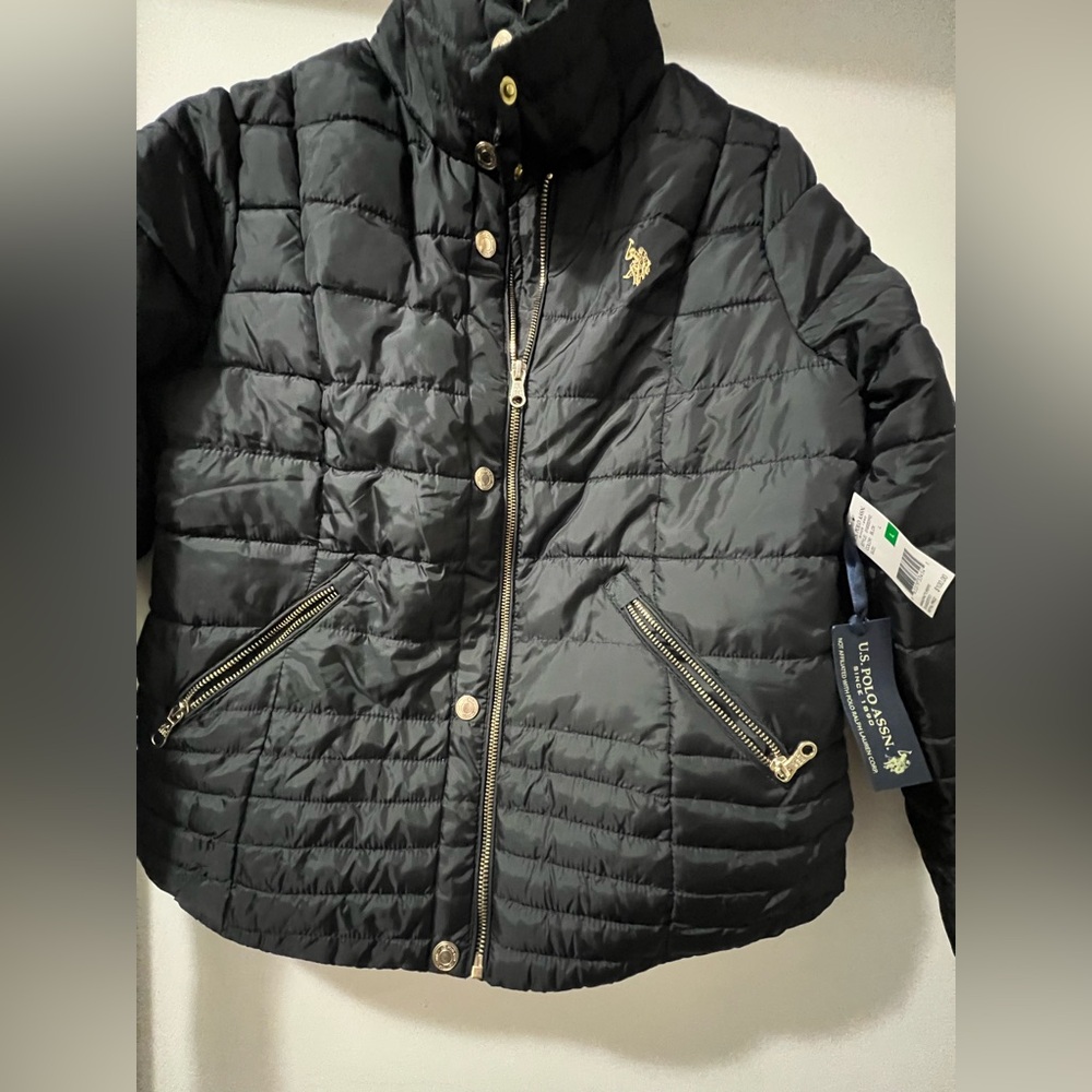 U.S. Polo Assn. Black Puffer Jacket with Quilted Design